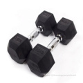 Gym Metal Handle Cast Iron Rubber Hex Dumbbell